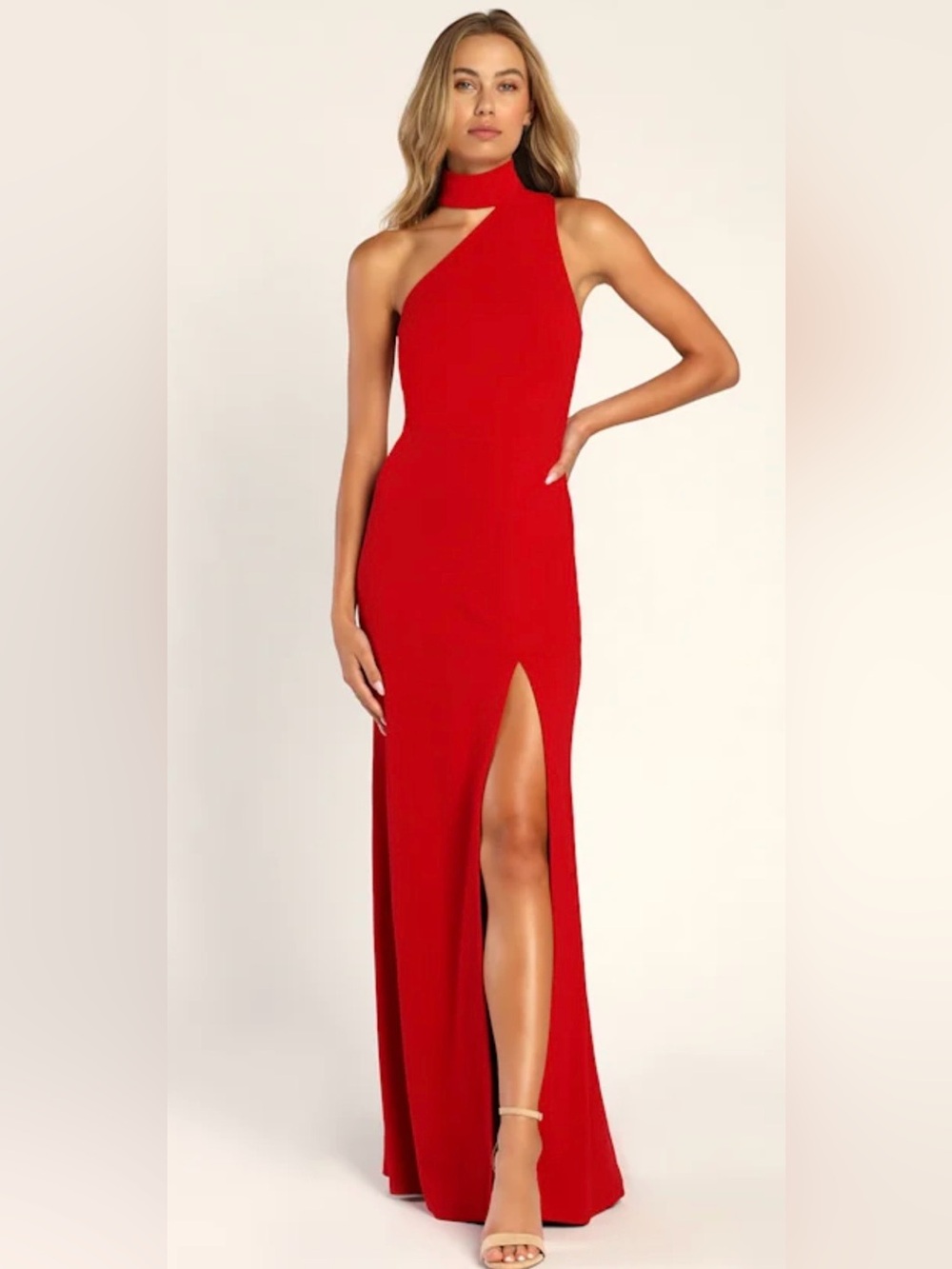 Asymmetrical Cutout Halter Maxi Dress